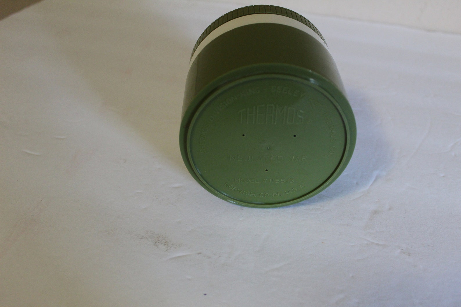 Vintage Thermos Insulated Jar Model 1155, Avocado Green Plastic Freezer