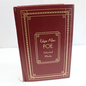 1985 Edgar Allan Poe Selected Works Red Leather Bound Hard Cover Book Gold Trim
