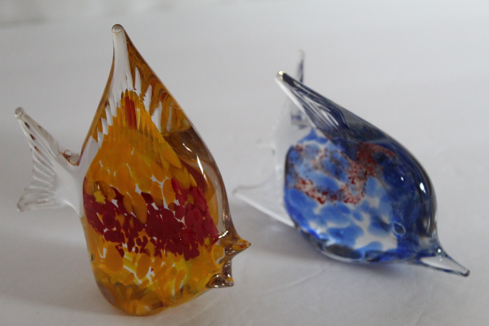 Vintage Art Glass Angel Fish Pair Murano Style Blue and Etsy