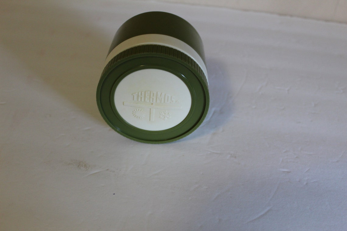 Vintage Thermos Insulated Jar Model 1155, Avocado Green Plastic Freezer