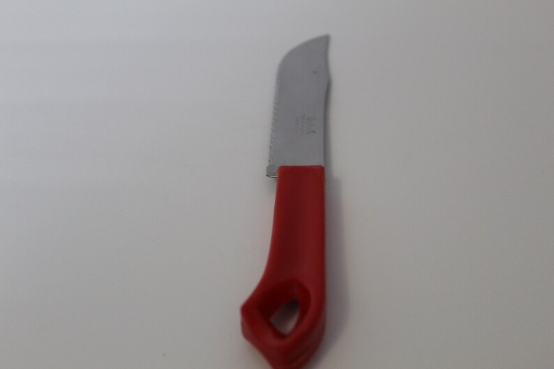 Vintage Red Quikut Quikkle Stainless Serrated Butcher Knife Etsy