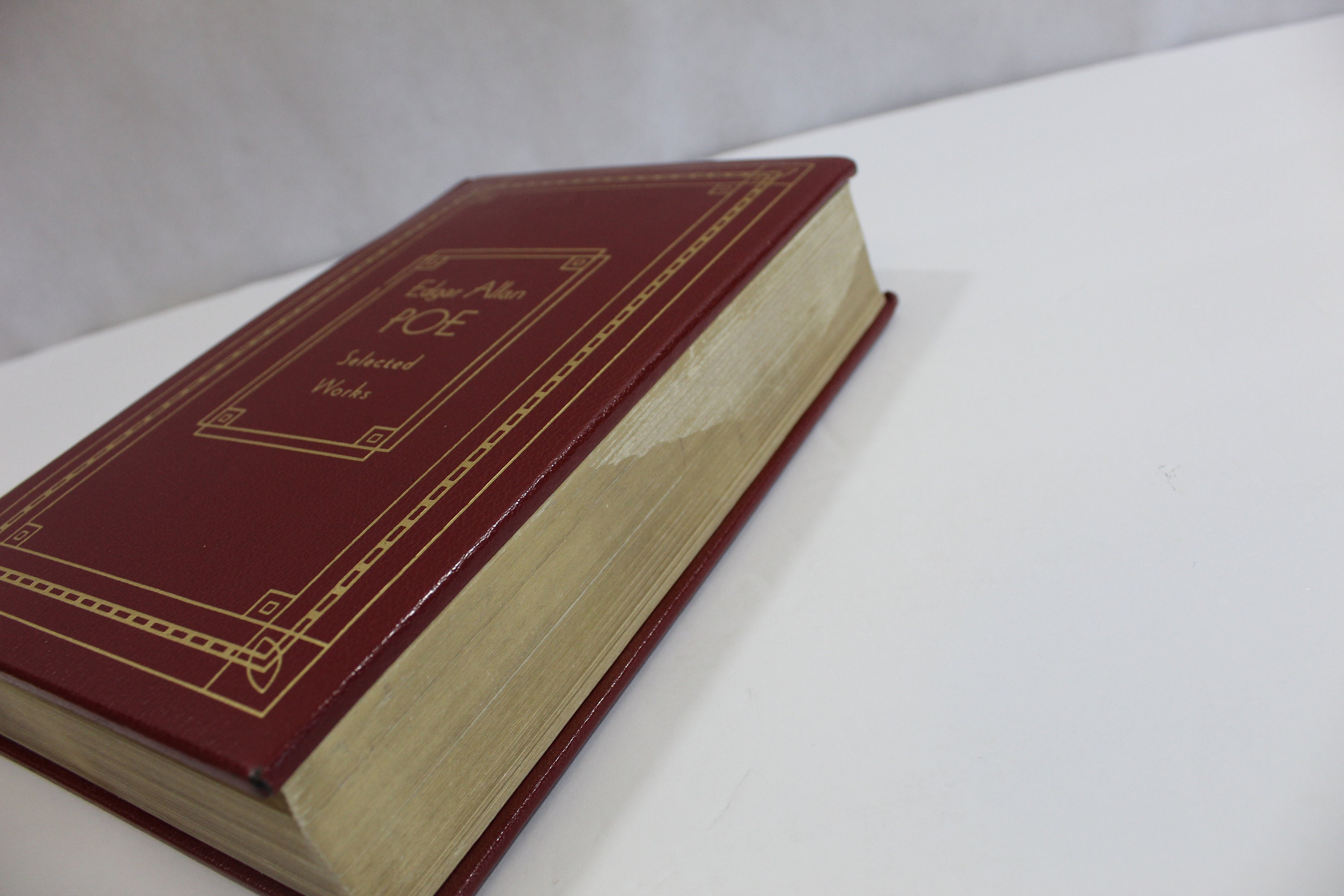 1985 Edgar Allan Poe Selected Works Red Leather Bound Hard