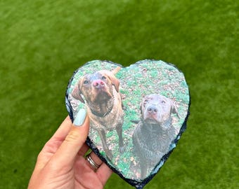 Custom Sublimation Heart Photo Slate (15cm x 15cm)