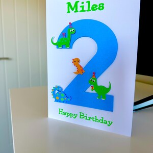 Carte 3D, carte de voeux, deux ans, carte d'anniversaire, carte d'anniversaire de deux ans, carte de dinosaures