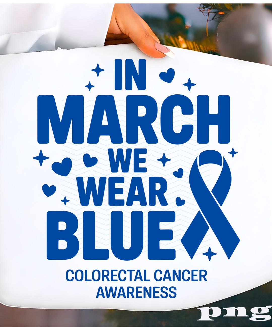 In March We Wear Blue SVG PNG: Colorectal Cancer Retro Blue Ribbon ...