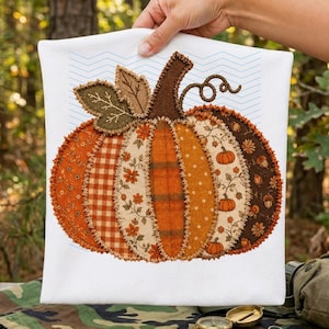 Patchwork Pumpkin PNG: Rustic Floral Plaid Harvest Pumpkin Applique Fall Autumn Decor png Vintage Fabric Art (Digital Download)