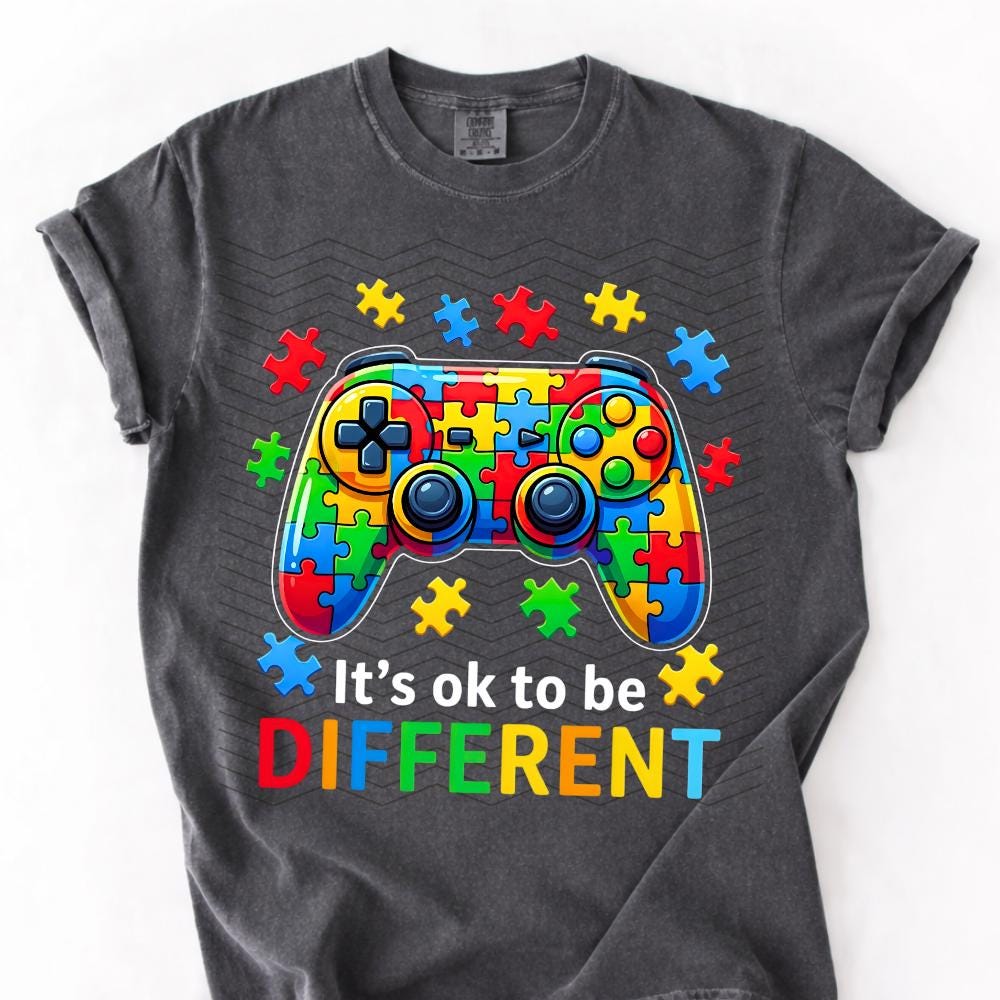 Autism Awareness Gamer Puzzle Piece PNG: Neurodiversity Gaming Design ...