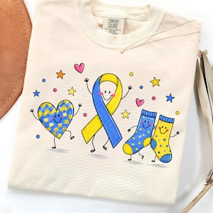 Down Syndrome Awareness Doodle PNG: Cute Awareness Ribbon Characters, Inclusion PNG, Support Clipart (Digital Download)