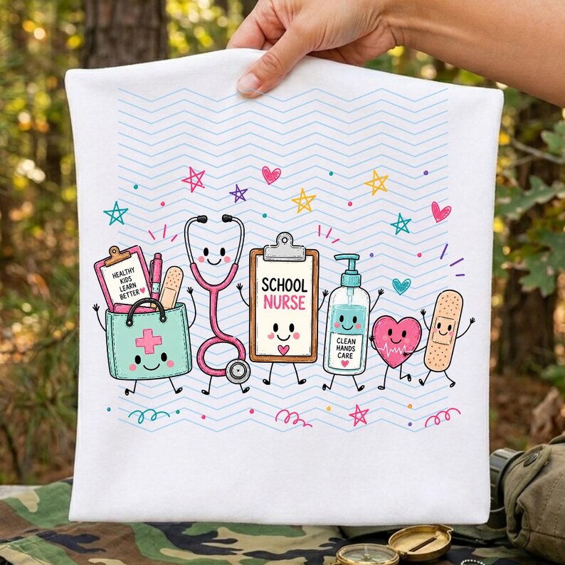 School Nurse Doodles PNG: Cute RN Graphic School Health Office Nurse Life Doodle Characters Medical Staff PNG (Digital Download) image 2