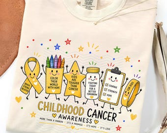 Childhood Cancer Awareness Doodle PNG: Gold Ribbon Pediatric Cancer Awareness Childhood Cancer Support Warrior PNG (Digital Download)