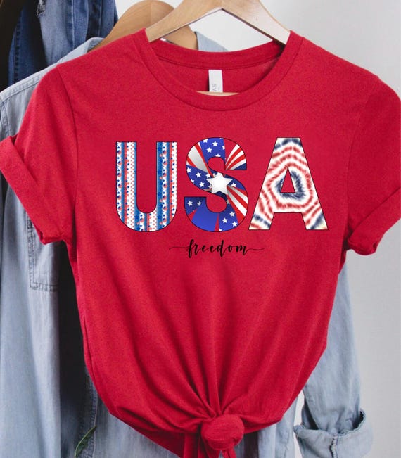 Comfy Plus Size USA Flag Shirt – Oversized 4th Of July Tee For Women In Red, 4XL Patriotic Top