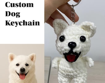 Llavero personalizado para perros - Llavero de ganchillo personalizado para mascotas - Regalo hecho a mano para amantes de los perros, recuerdo con retrato de mascota