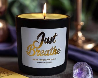 Just Breathe Soy Candle | 25oz Luxury Candle with Box |  Gold Foil Label | Meditation Gift | Spiritual Home Decor