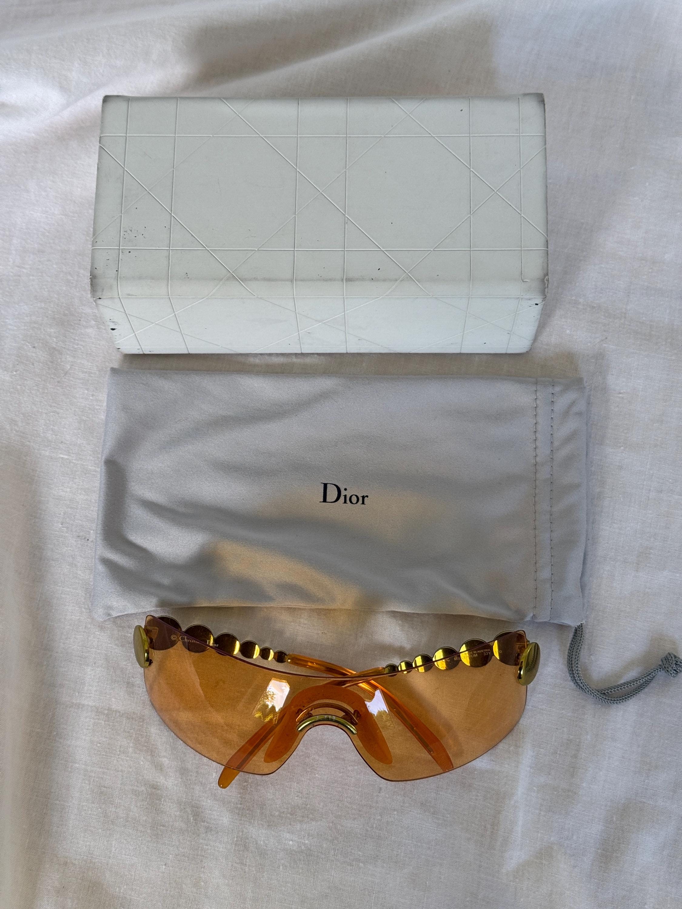 小物 Vintage Christian Dior Gold sunglasses Christian Dior Orange Millenium Ski Shield Mask Rimless Vintage