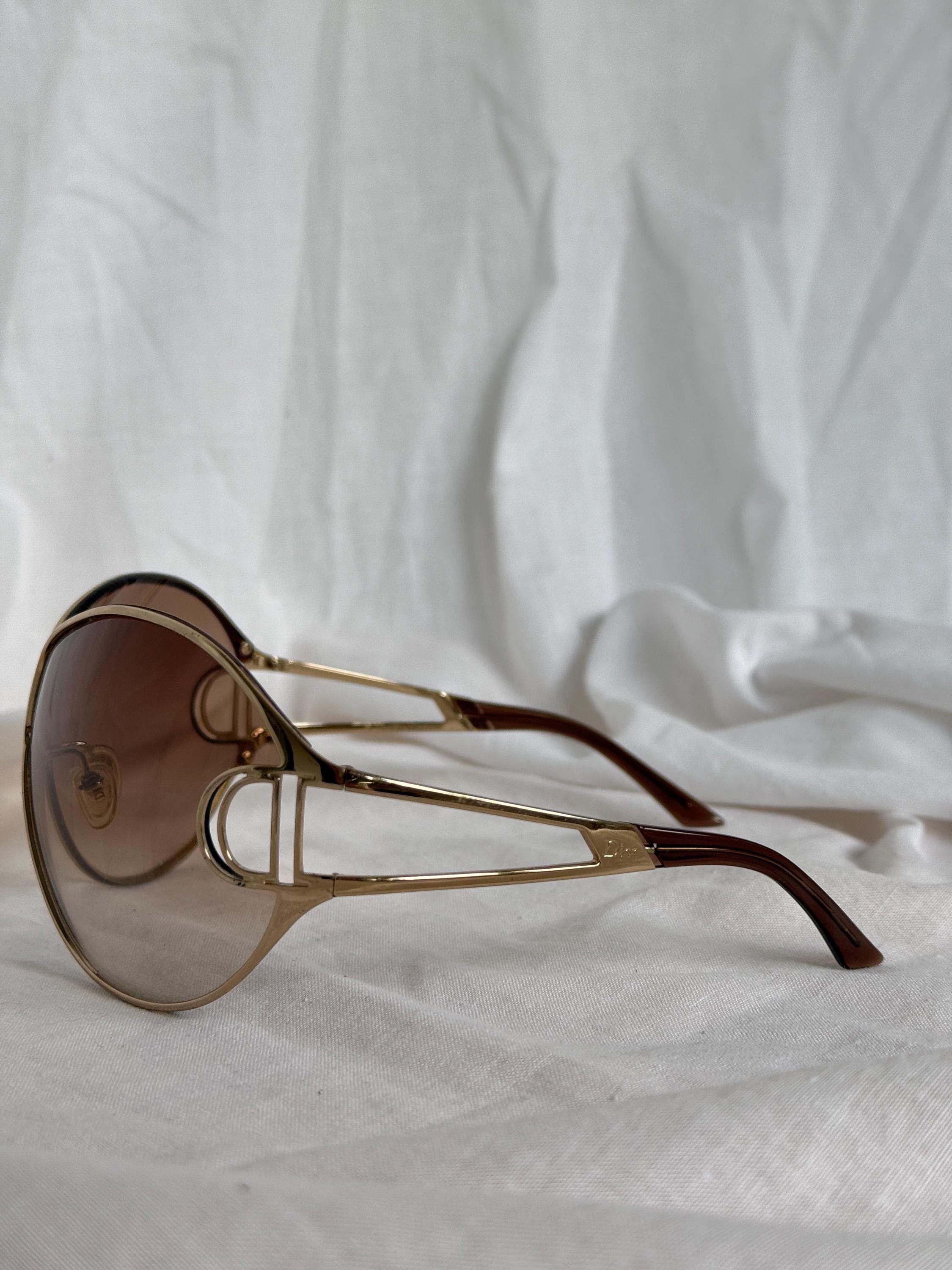 Christian Dior Diorissimo 1 Vintage Rare Y2K Sunglasses Brown Gold