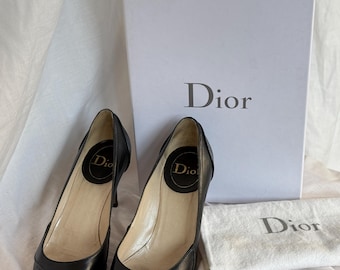 Dior Saddle Black Leather Pointed Toe Heels Pumps