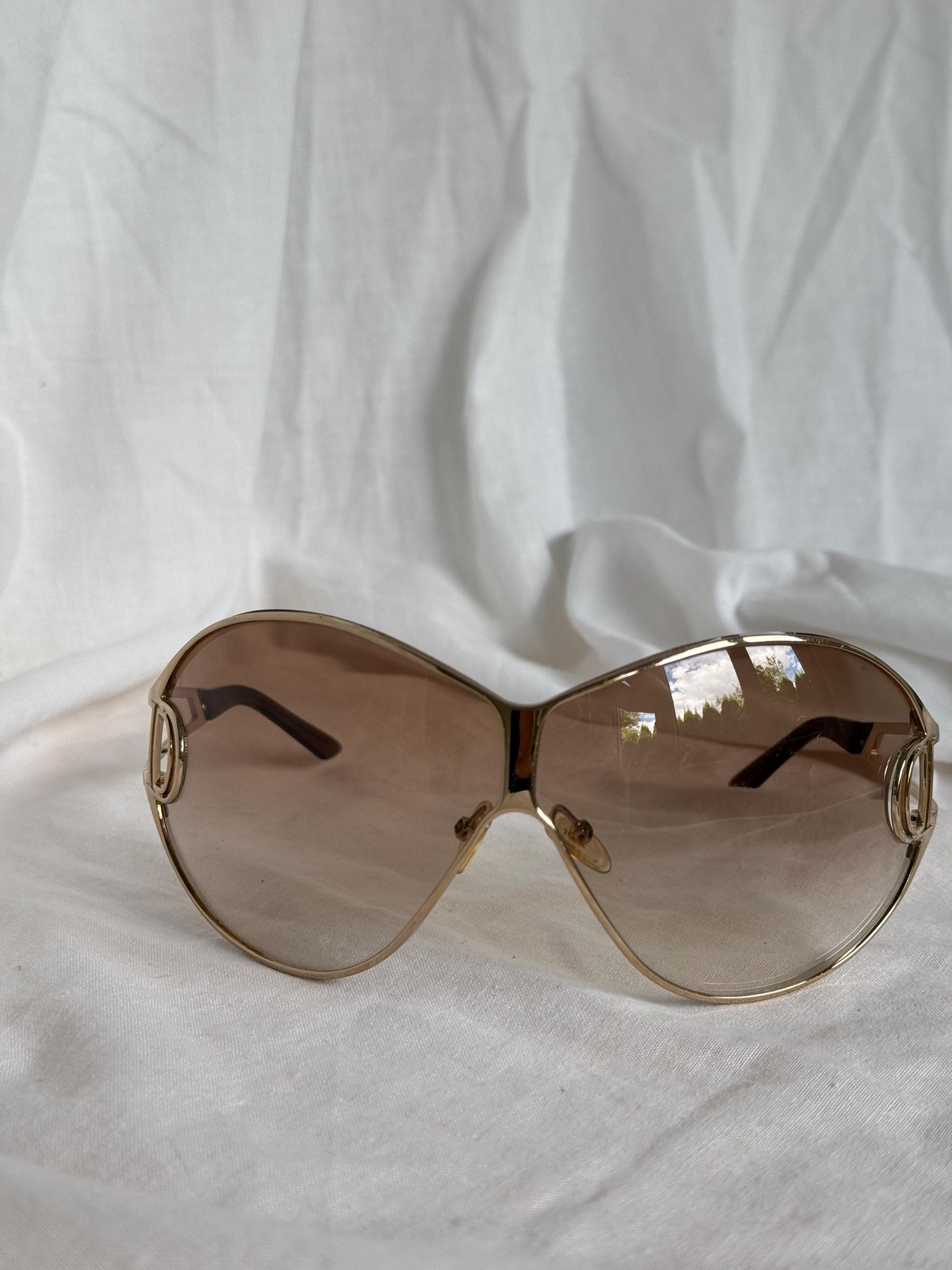 Christian Dior Diorissimo 1 Vintage Rare Y2K Sunglasses Brown Gold