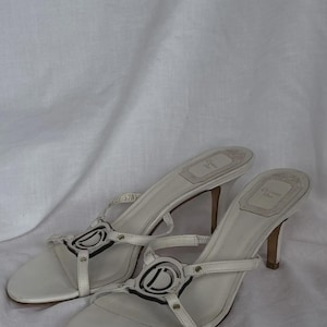 Christian Dior White Leather Mules Sandals