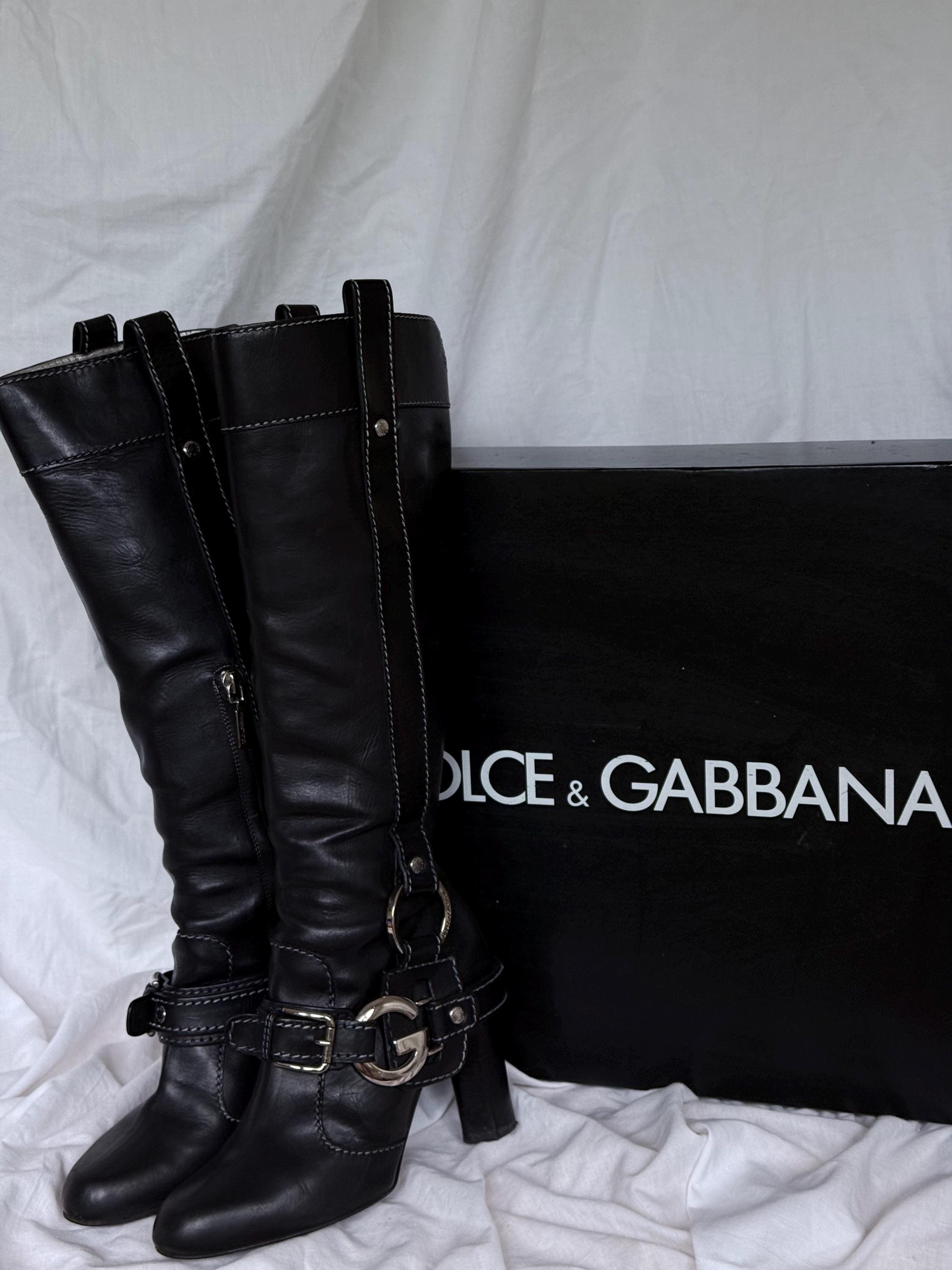 ロングブーツ Dolce & Gabbana Stretch Jersey Cuissard Boot Jacquard giraffe-print knee-high boots in red - Dolce