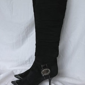 Dior Black Suede Logo CD Biker Boots
