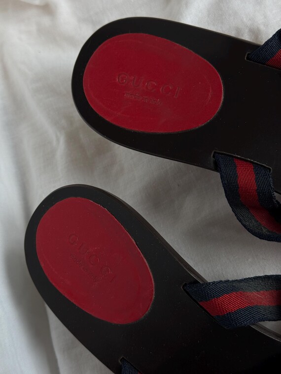 Gucci Web Interlocking GG Thong Flip Flops Mules - image 5