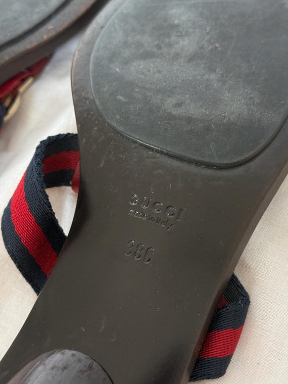 Gucci Web Interlocking GG Thong Flip Flops Mules - image 9