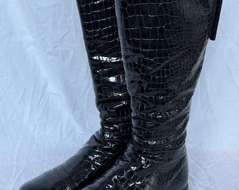 Iconic Rare Prada Linea Rossa - Bottes hautes en cuir verni noires
