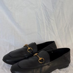 Gucci Brixton Vikbara Guldfärgade Horsebit Loafers