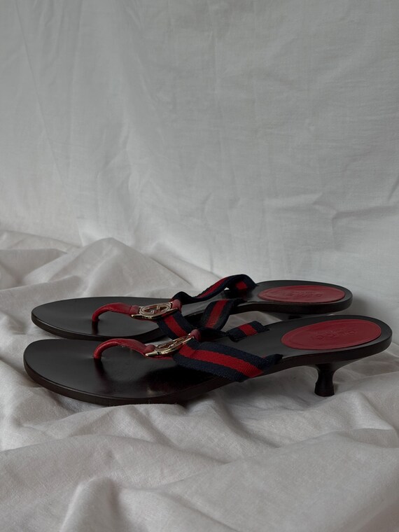 Gucci Web Interlocking GG Thong Flip Flops Mules - image 2