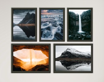 Iceland Photography Prints Set of 5 - Nature Scene Photo Decor (Instant Download)