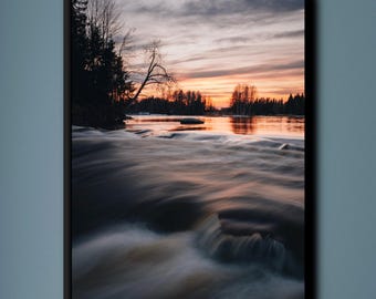 Sunset Lake Reflection Art Print: Calming Nature Wall Decor (Digital Download)