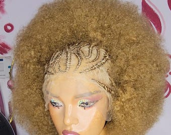 full lace afro braided wig ,lace front wig cornrow wig, faux locs wig.Front lace braided wig.wigs for black women,cornrow wig box braid