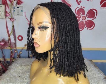 Human hair Microlocs wig, sisterlocs wig,ombre full lace locs wig,full densityHuman hair sister locks frontal.small loc,wigs for black women