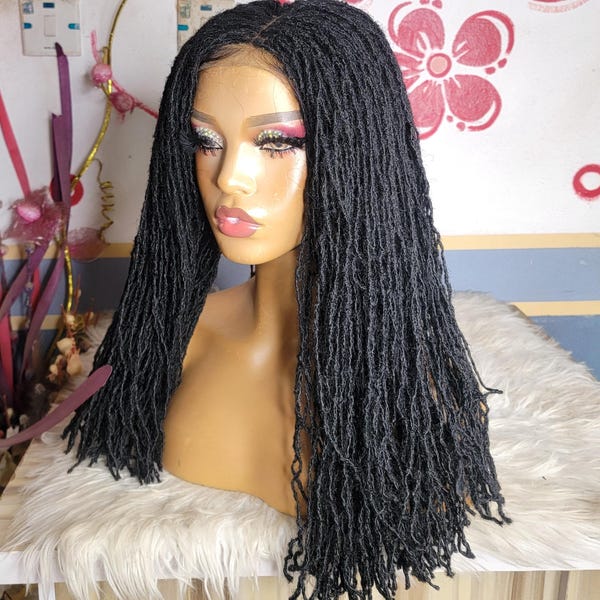 sister locks wig,front lace  small loc,braided wig wigs for black women sister locs wig ,sista locgoddess locs wig dreadlocks  wig microlocs