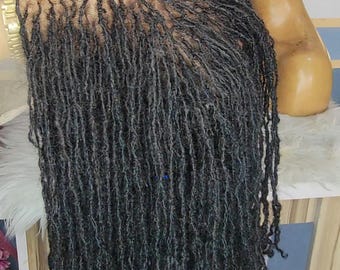 16 inch Human Hair Sisterlocks Topper, Clip In, 7x7 Lace, Microlocs