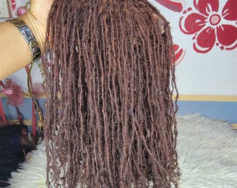 12 inches Human hair sister locs topper.clip on .Full density 6*6 lace  small loc,full lace wig wigs for black women sister loc.microlocs