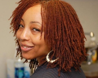 Human hair ginger Microlocs wig, sisterlocs wig,full lace locs, Human hair sister locks frontal,wigs for black women