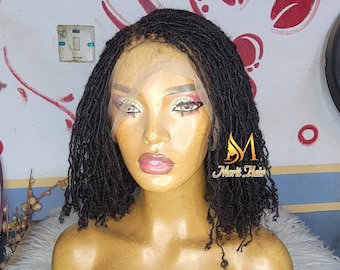 Human hair Microlocs wig, sisterlocs wig,ombre full lace locs wig,full densityHuman hair sister locks frontal.small loc,wigs for black women