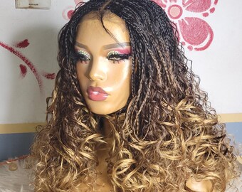Braided  box braided wig ombre wigs passion twists wig faux locs wig goddess locs wig Senegalese  twists wig lace front wigs