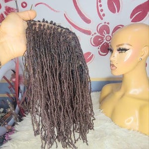 Handmade Sister Locs Lace Topper, Color 33, 12 inch, 6x8 Lace ,clip in microlocs,