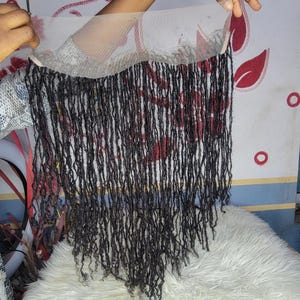 Topper de línea de cabello hecho a medida. Topper de cabello humano de 16 pulgadas con mechones hermanos. Micro loc. Clip onlace small loc, peluca de encaje completo para mujeres negras.