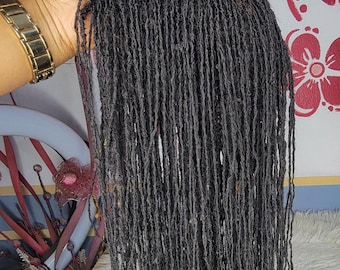 Handmade Sister Locs Lace Topper, Microlocs clip in, Goddess Locs 16 inch, 6*8 sisterlocks