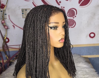 Sisterlocks Lace Wig, Handmade sister locks ,sista locs, Braided Locs, 16 inch dark brown locs