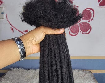 Handmade Human Hair Dreadlock Extensions,0.8cm natural black,50 strands