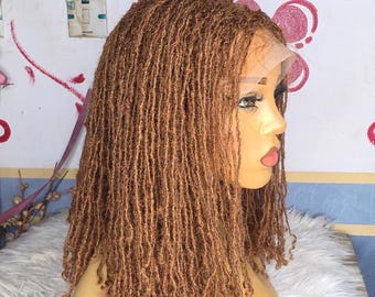 Human Hair Microlocs full lace Wig,color 30 Sisterlocks wig, 14" length