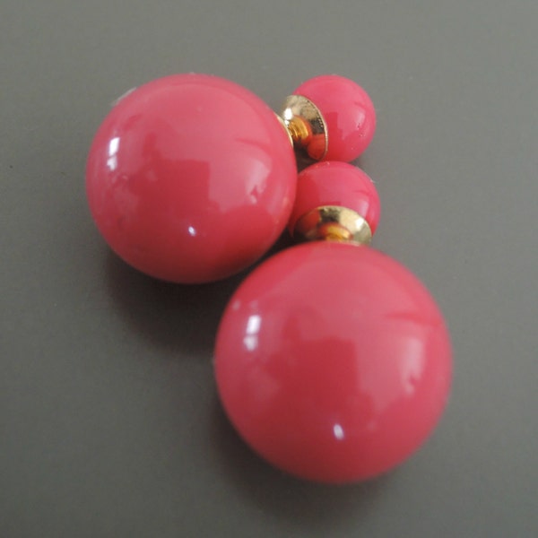 Boucles d’oreilles manteaux vestes de boucle d’oreille - déclaration boucles d’oreilles - Boucles d’oreilles Rose Rose - Double face - boucles Ball Stud boucles d’oreilles-