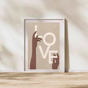 Minimalist Hand Art Print – Love Line Drawing – Modern Wall Art – Digital Download or Physical Print – Couple Gift