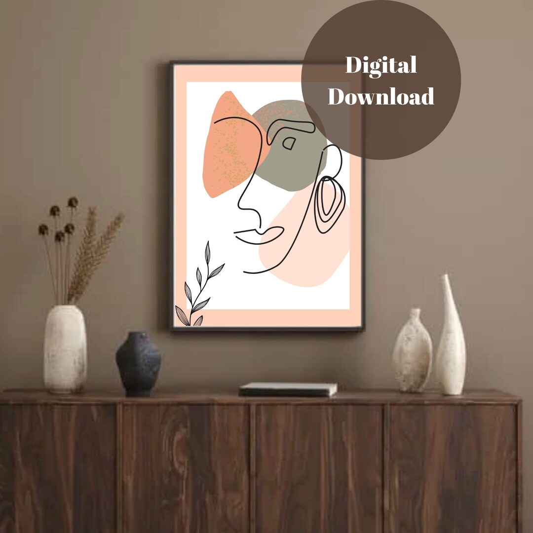 Minimalist Abstract Woman Face Art Print - Digital Download, Pillow ...