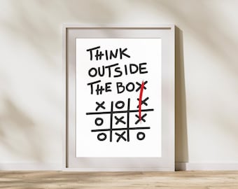 Think Outside the Box Poster – Tic Tac Toe Art, Office Decor (Digital or Physical Print)