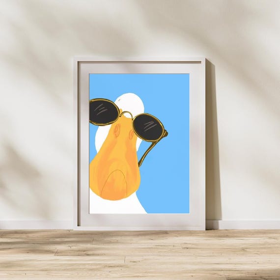Funny Goose Art Print – Colorful Duck with Sunglasses (Digital or Physical)
